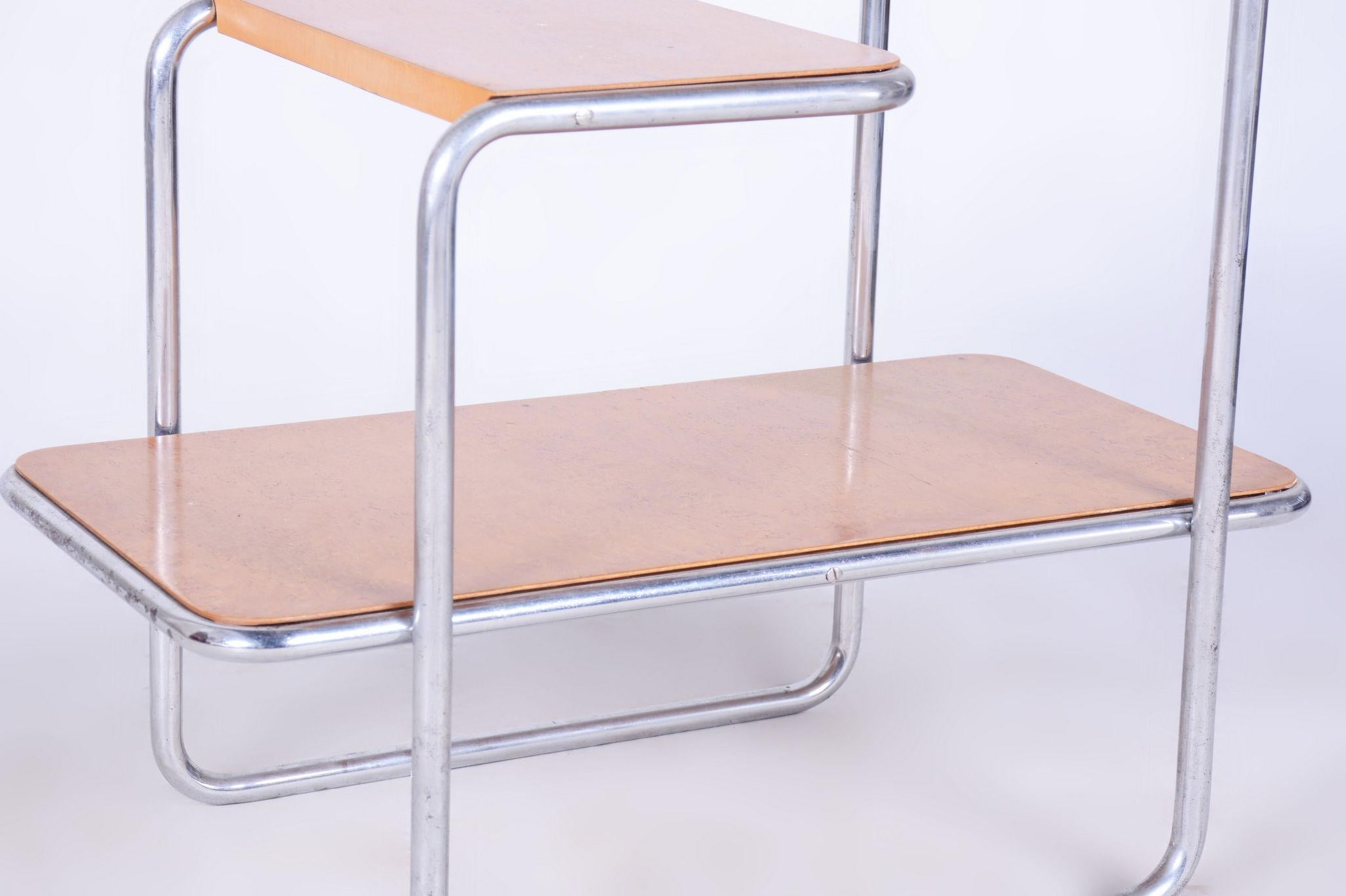 Etagère Bauhaus restaurée, par A. Beck, Robert Thele, bouleau, chrome, tchèque, années 1930 en vente 2