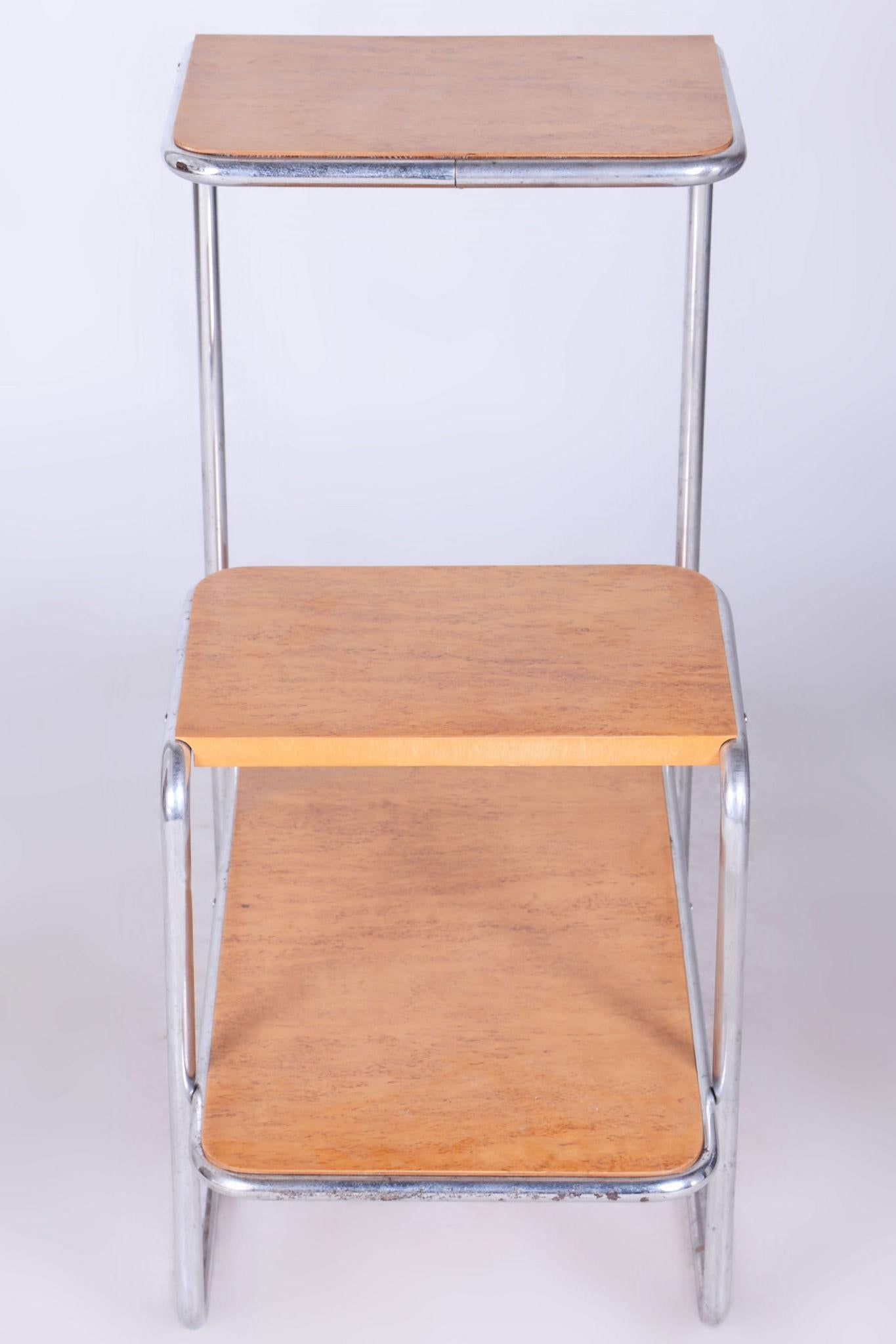 Etagère Bauhaus restaurée, par A. Beck, Robert Thele, bouleau, chrome, tchèque, années 1930 en vente 3