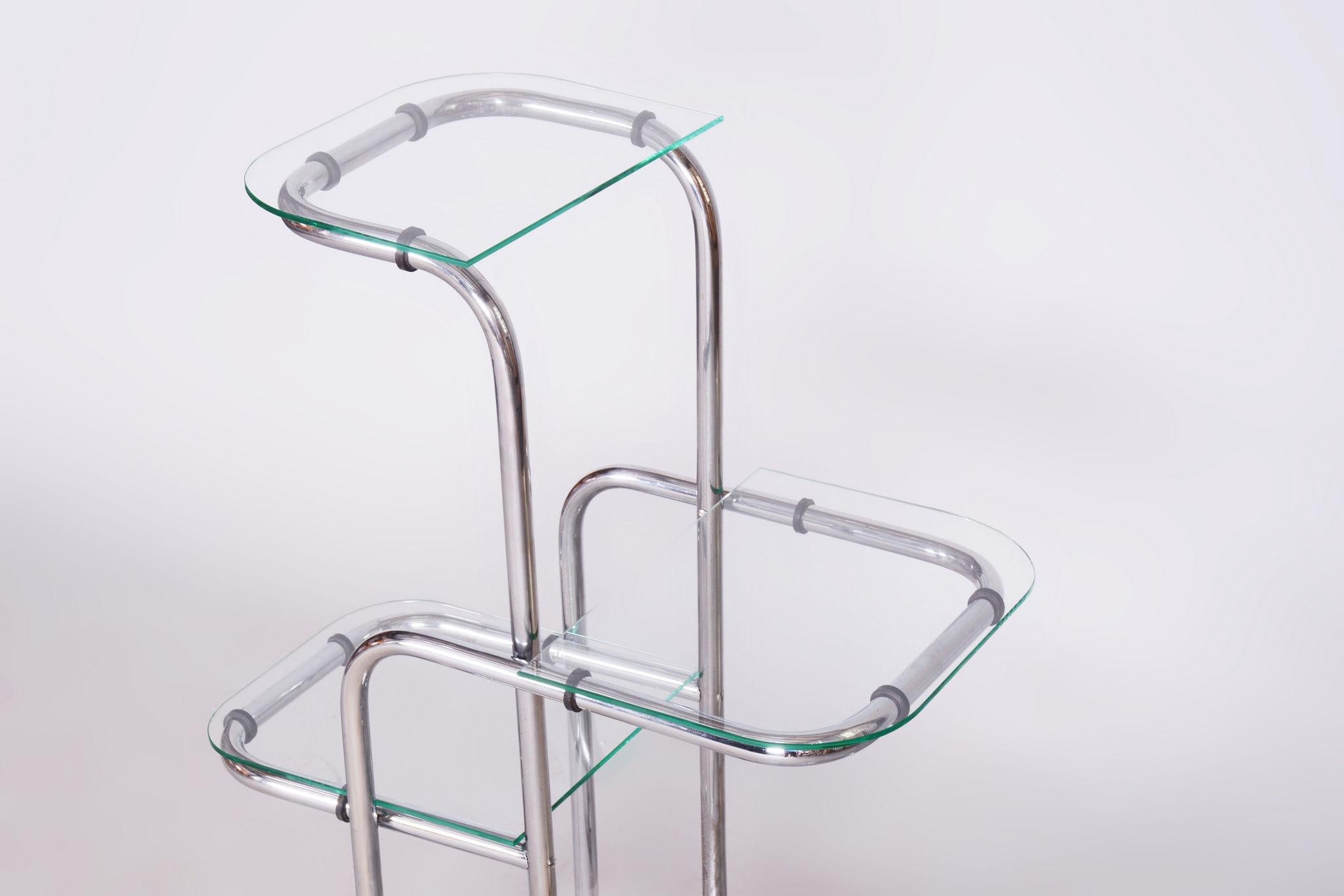 Mid-20th Century Restored Bauhaus Etagere, Chrome-Plated Steel, Czechia, 1930s For Sale
