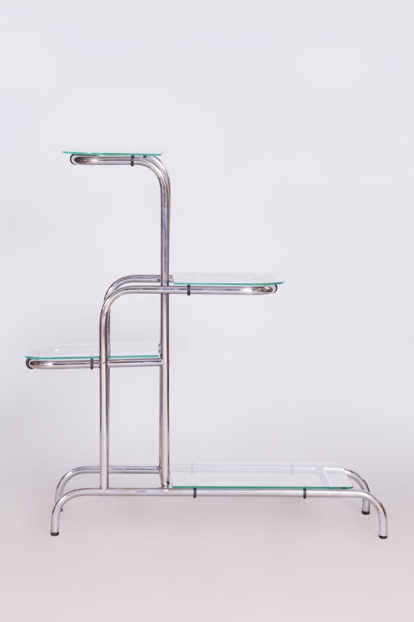 Restored Bauhaus Etagere, Chrome-Plated Steel, Czechia, 1930s For Sale 2