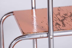 Restored Bauhaus Étagère, Chrome-Plated Steel, Lacquered Wood, Czechia, 1930s