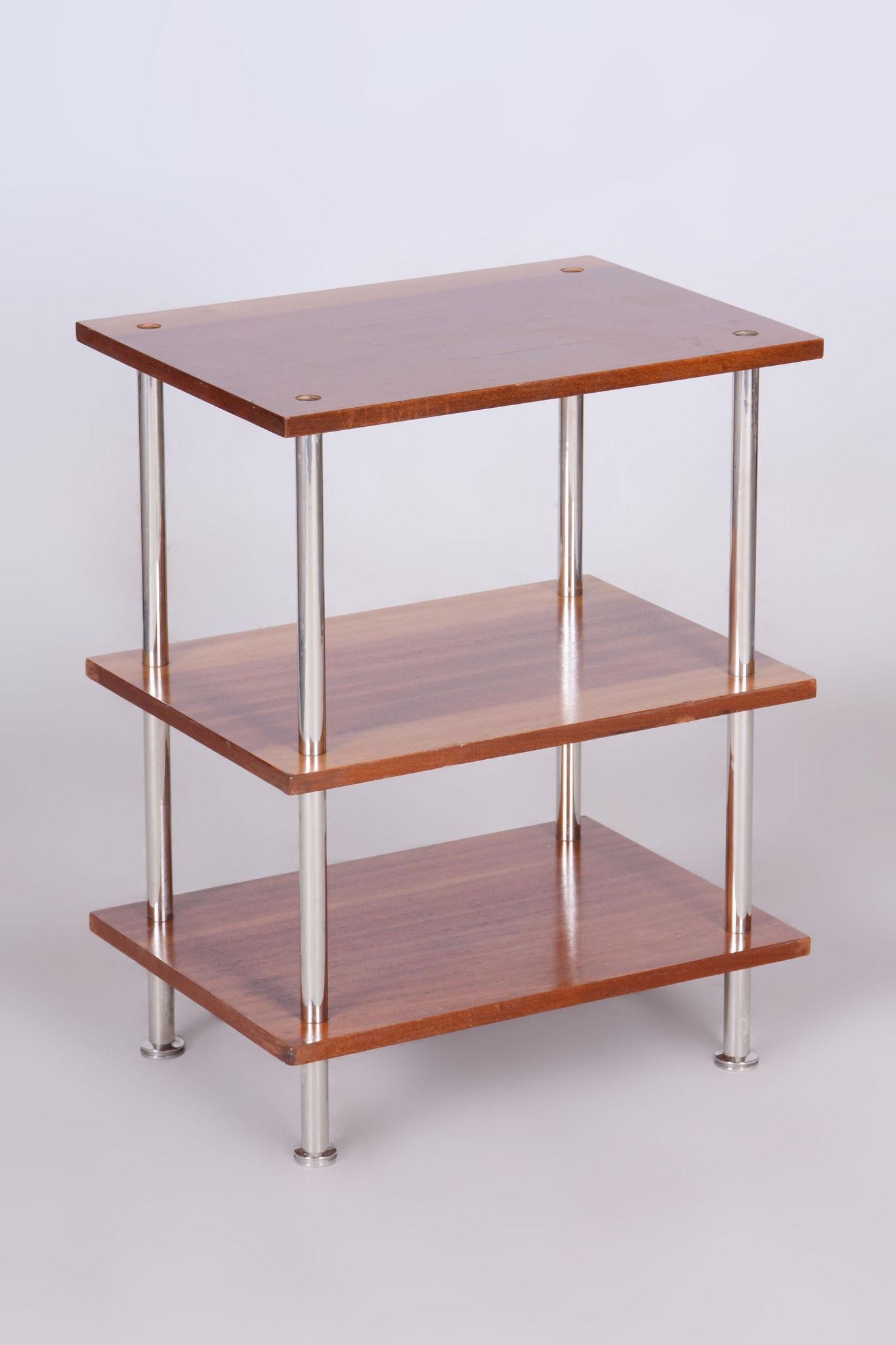 Restored Bauhaus Étagère, Gabon Veneer, Chrome-Plated Steel, Germany, 1940s In Good Condition In Brandys nad Labem, Středočeský kraj