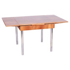 Table à rallonge Bauhaus restaurée, par Hynek Gottwald, noyer, République tchèque, années 1930