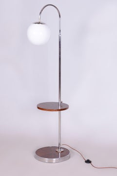 Restored Bauhaus Floor Lamp, by Hana Kučerová-Záveská, Walnut, Czech, 1930s
