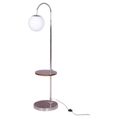 Vintage Restored Bauhaus Floor Lamp, by Hana Kučerová-Záveská, Walnut, Czech, 1930s