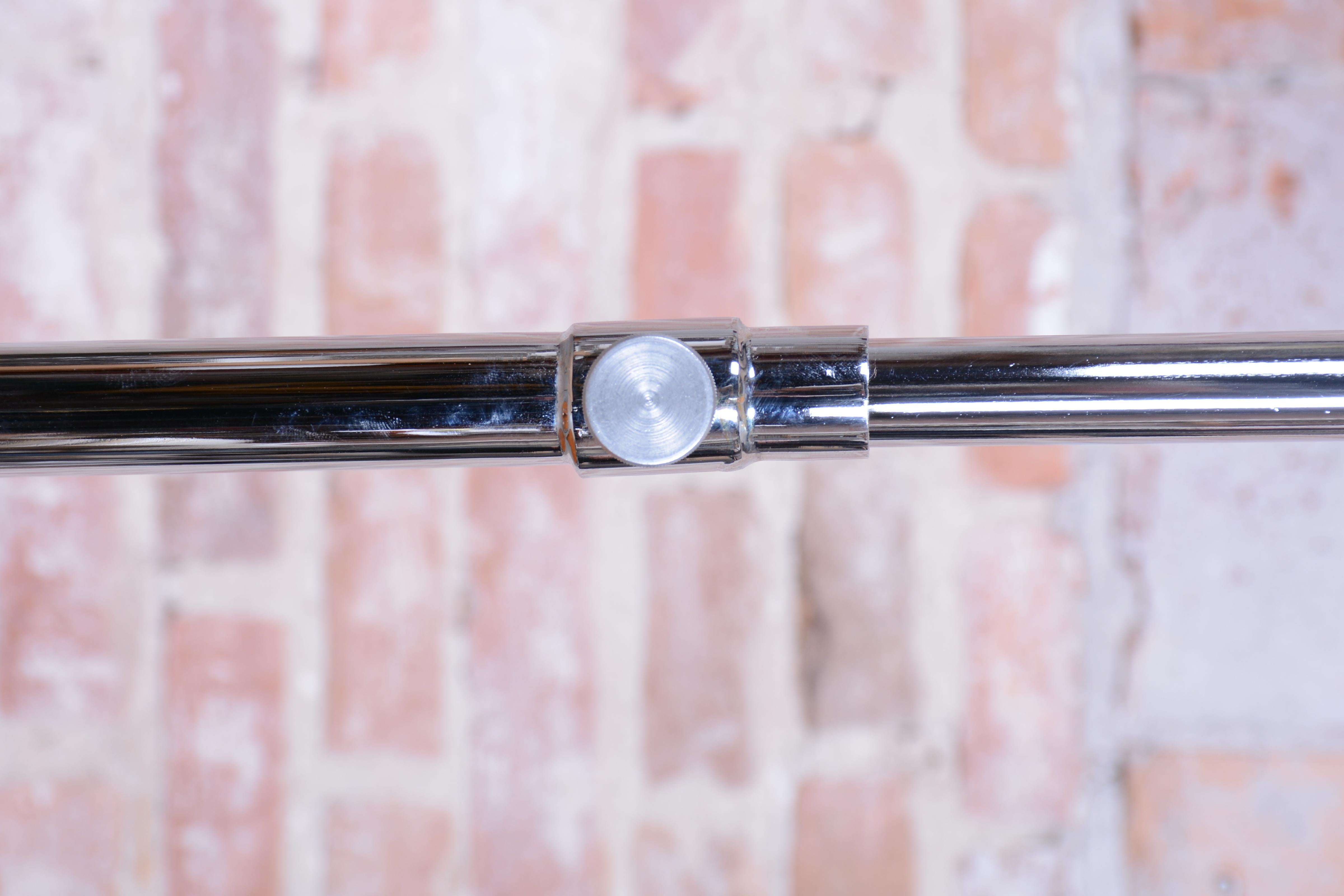 Restored Bauhaus Floor Lamp, by Robert Slezak, Oak, Chrome, Glass, Czech, 1930s For Sale 6