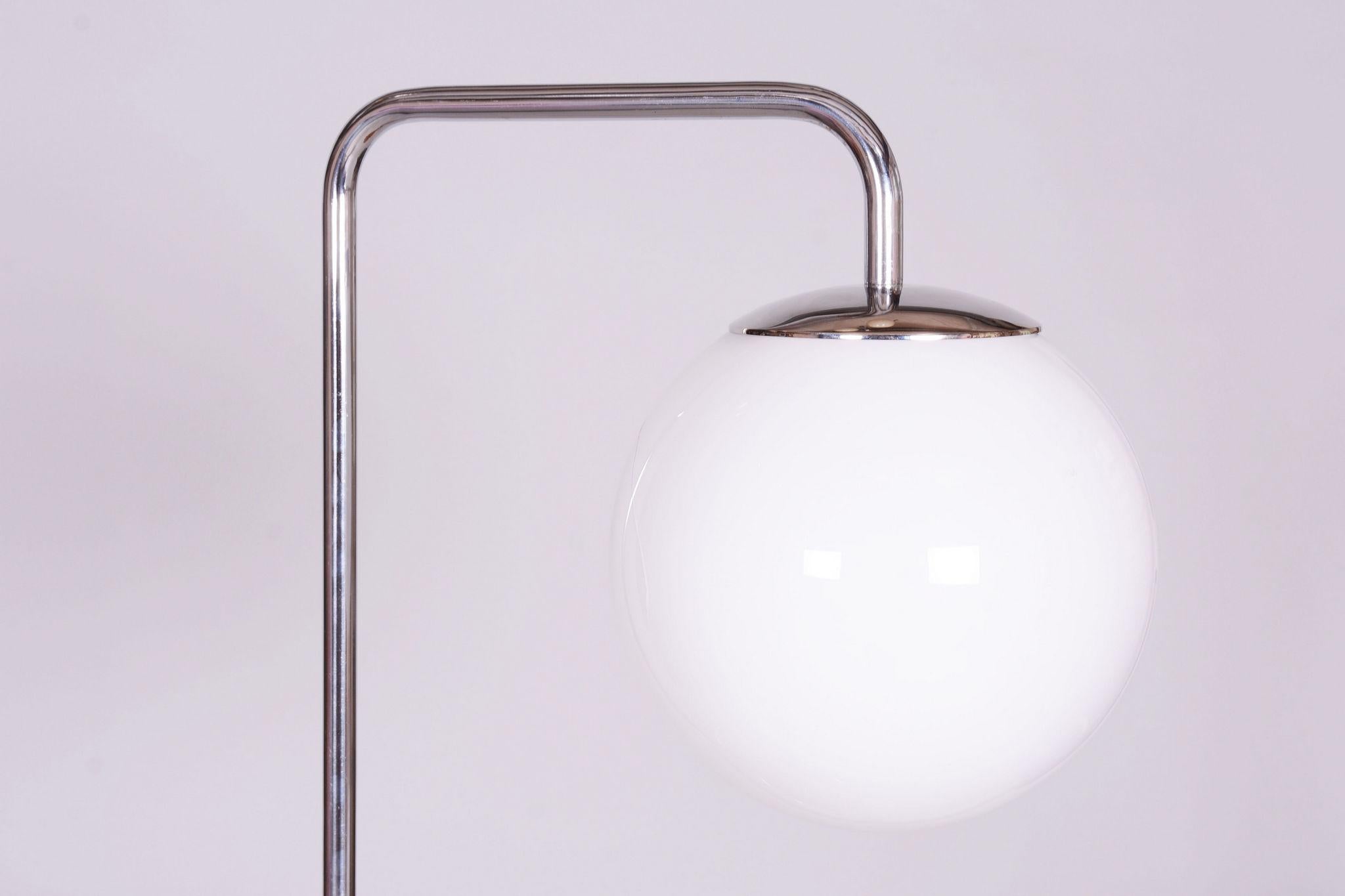 Restored Bauhaus Floor Lamp, Hynek Gottwald, Chrome-plated Steel, Czechia For Sale 1