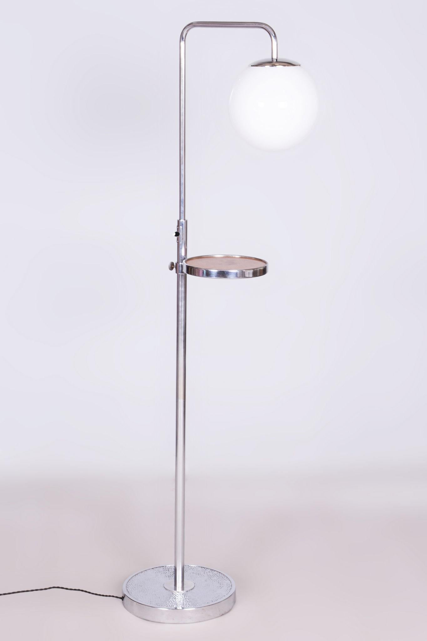 Restored Bauhaus Floor Lamp, Hynek Gottwald, Chrome-plated Steel, Czechia For Sale 4