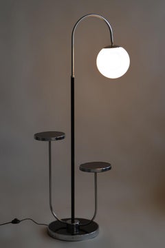 Restored Bauhaus Floor Lamp, J. Halabala, UP Zavody, Chrome, Czechia, 1930s