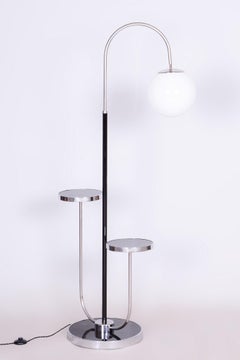 Lampada da terra Bauhaus restaurata, J. Halabala, Up Zavody, Cromo, Cechia, anni '30