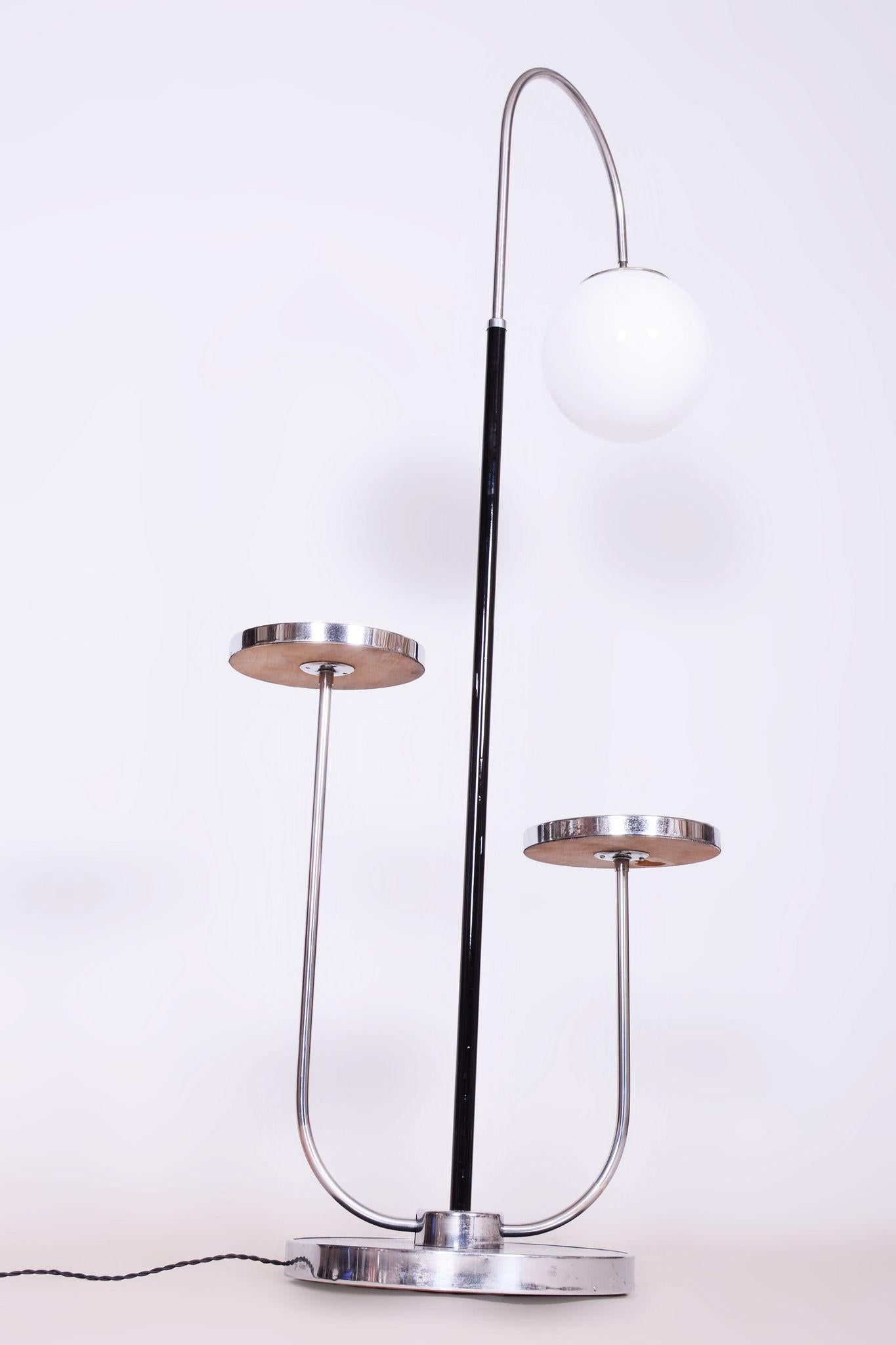 Restored Bauhaus Floor Lamp, J. Halabala, UP Zavody, Chrome, Czechia, 1930s For Sale 1