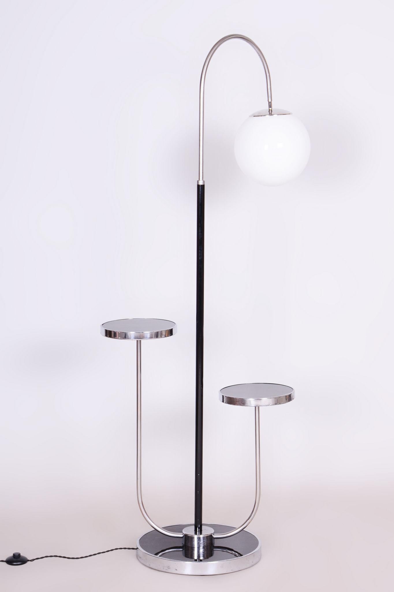 Restored Bauhaus Floor Lamp, J. Halabala, UP Zavody, Chrome, Czechia, 1930s For Sale 3