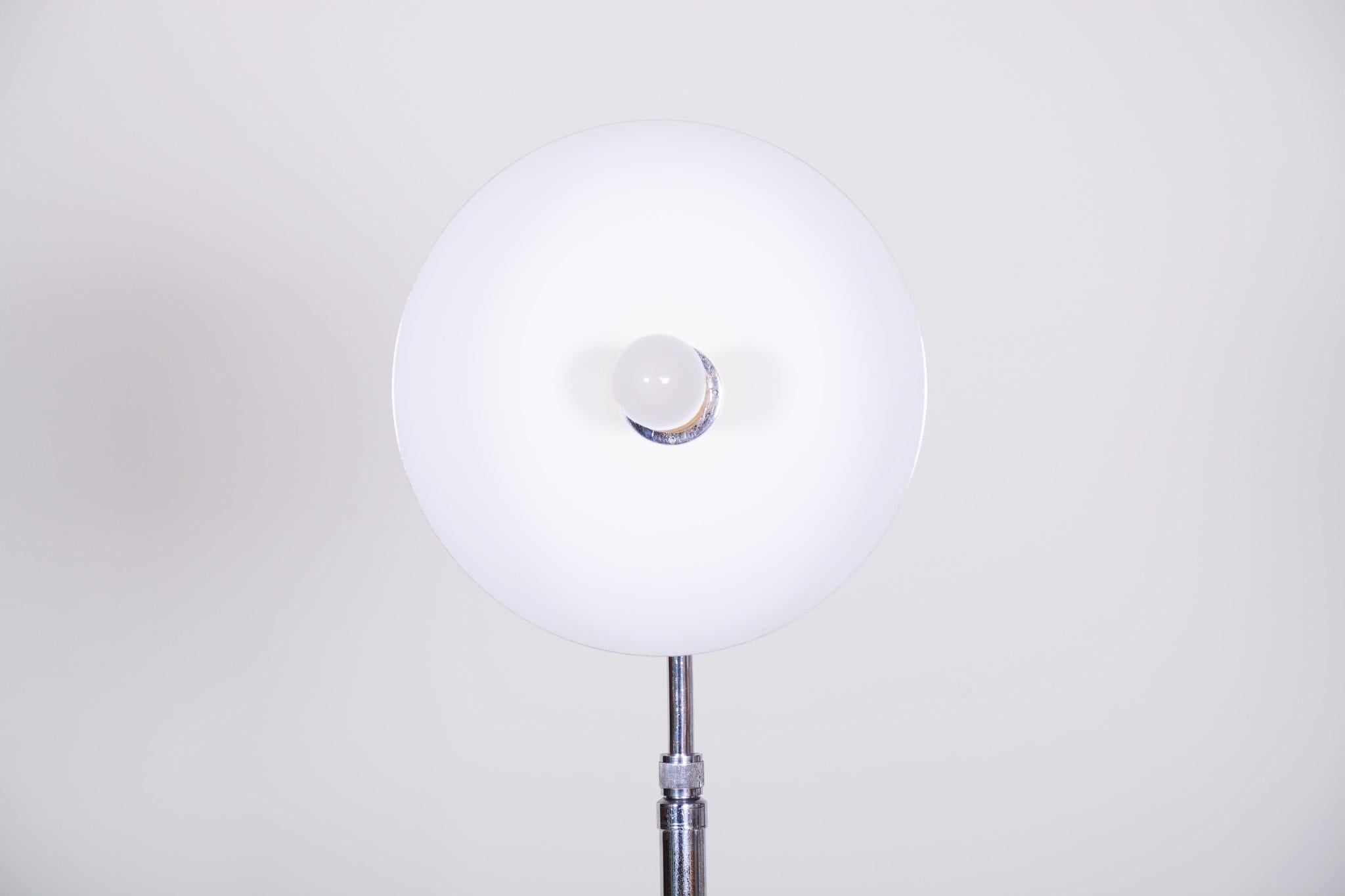 Restored Bauhaus Floor Lamp Made in the 1930s, Made Out of Chrome Plated Steel For Sale 11
