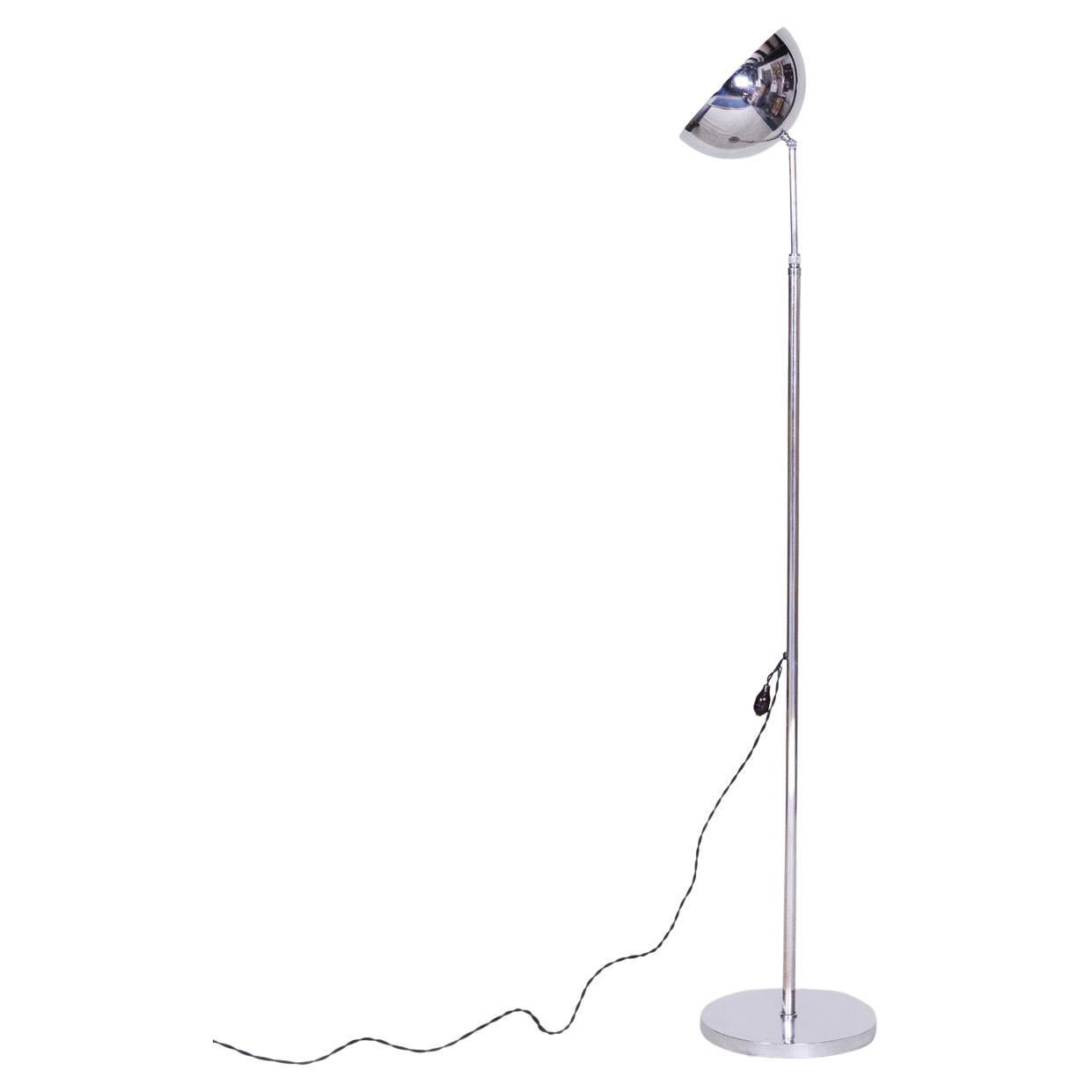 Restored Bauhaus Floor Lamp Made in the 1930s, Made Out of Chrome Plated Steel