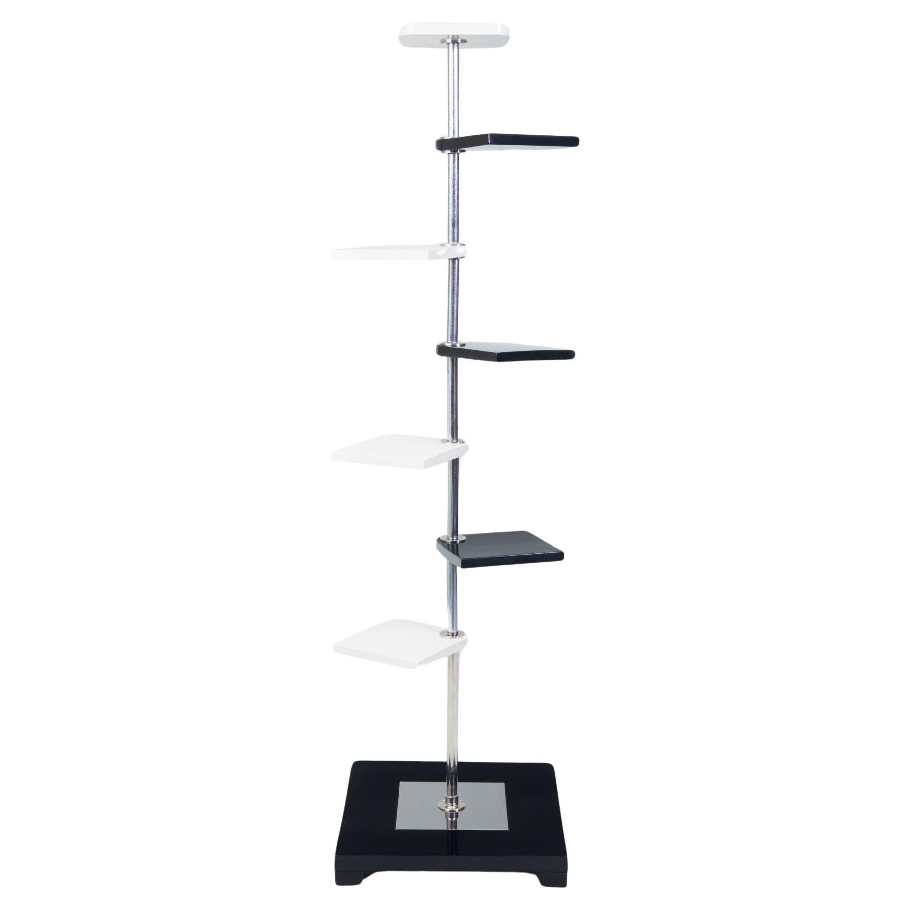 Restored Bauhaus Flower Pedestal, by Robert Slezák, Chrome, Steel, Czech, 1930s For Sale