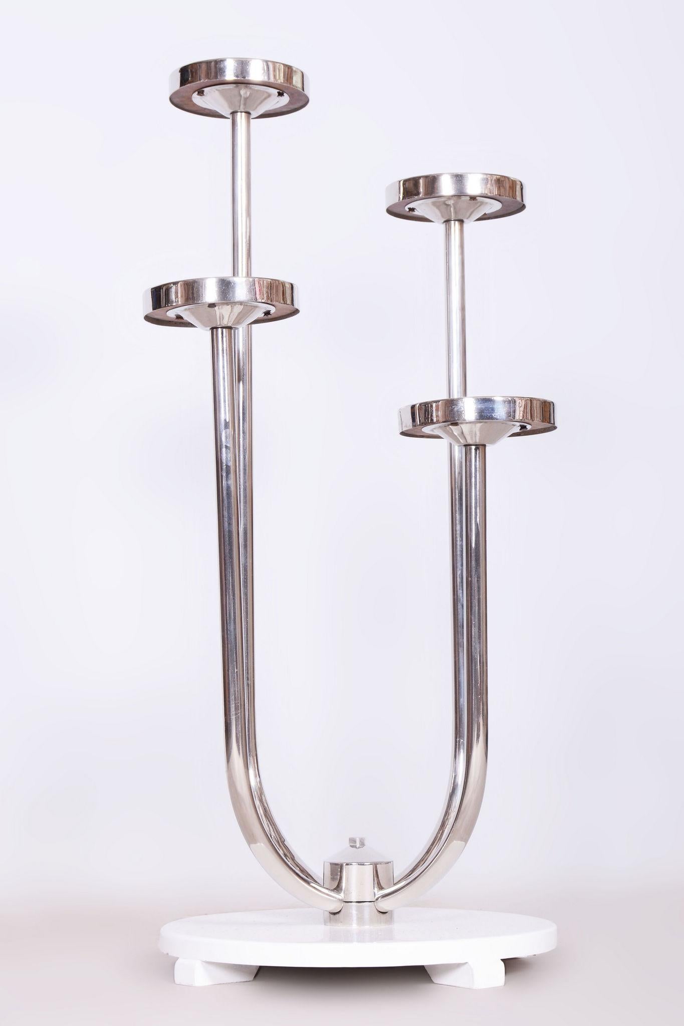 Restored Bauhaus Flower Stand, Vichr a spol, Chrome-plated Steel, Czechia, 1930s For Sale 1