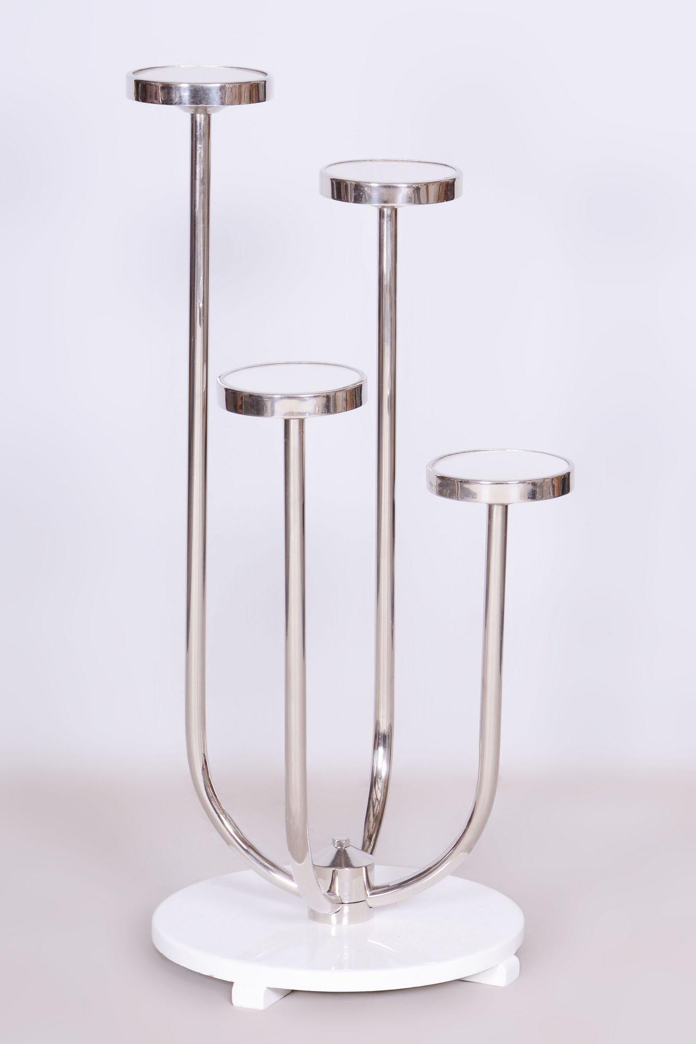 Restored Bauhaus Flower Stand, Vichr a spol, Chrome-plated Steel, Czechia, 1930s For Sale 5