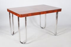 Restored Bauhaus Foling Table, by J. Halabala, UP Zavody, Oak, Czech, 1930s