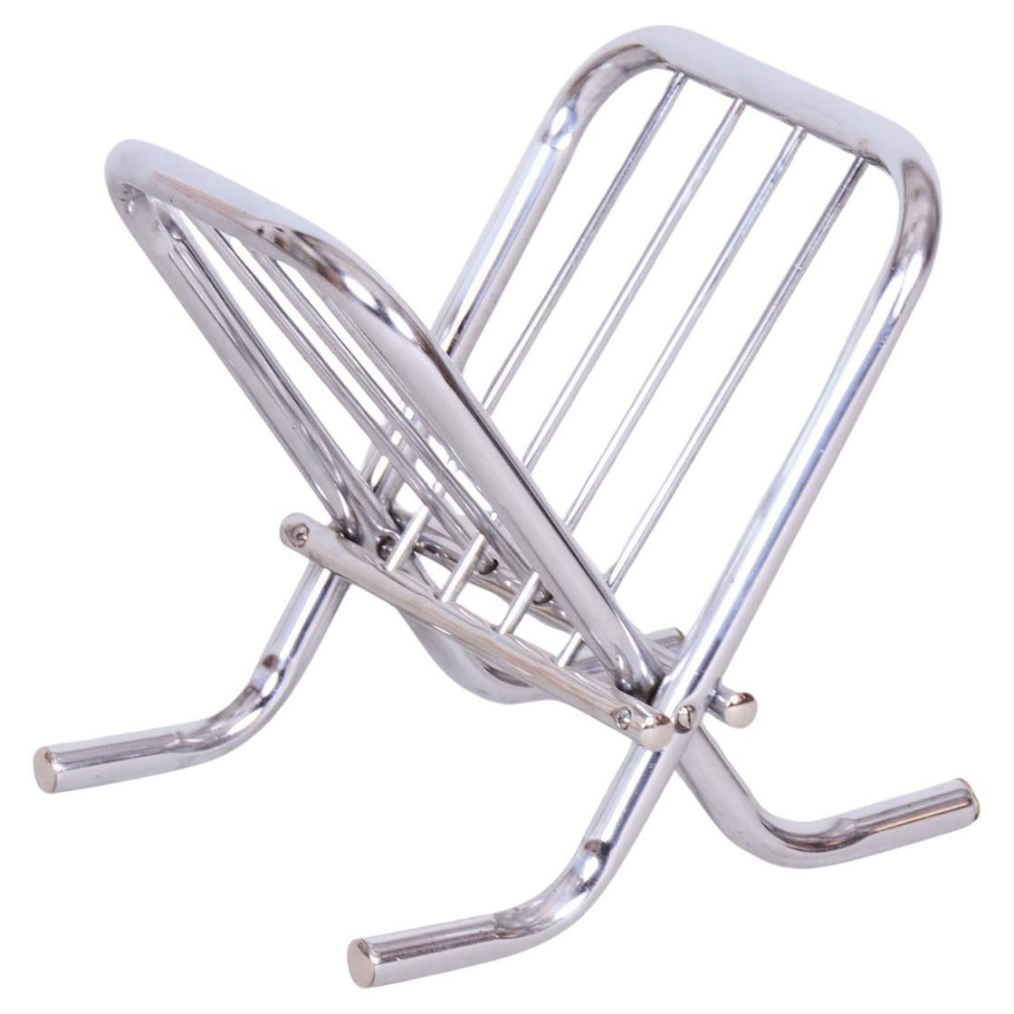 Periódico Bauhaus restaurado, acero cromado, Alemania, años 60 en venta