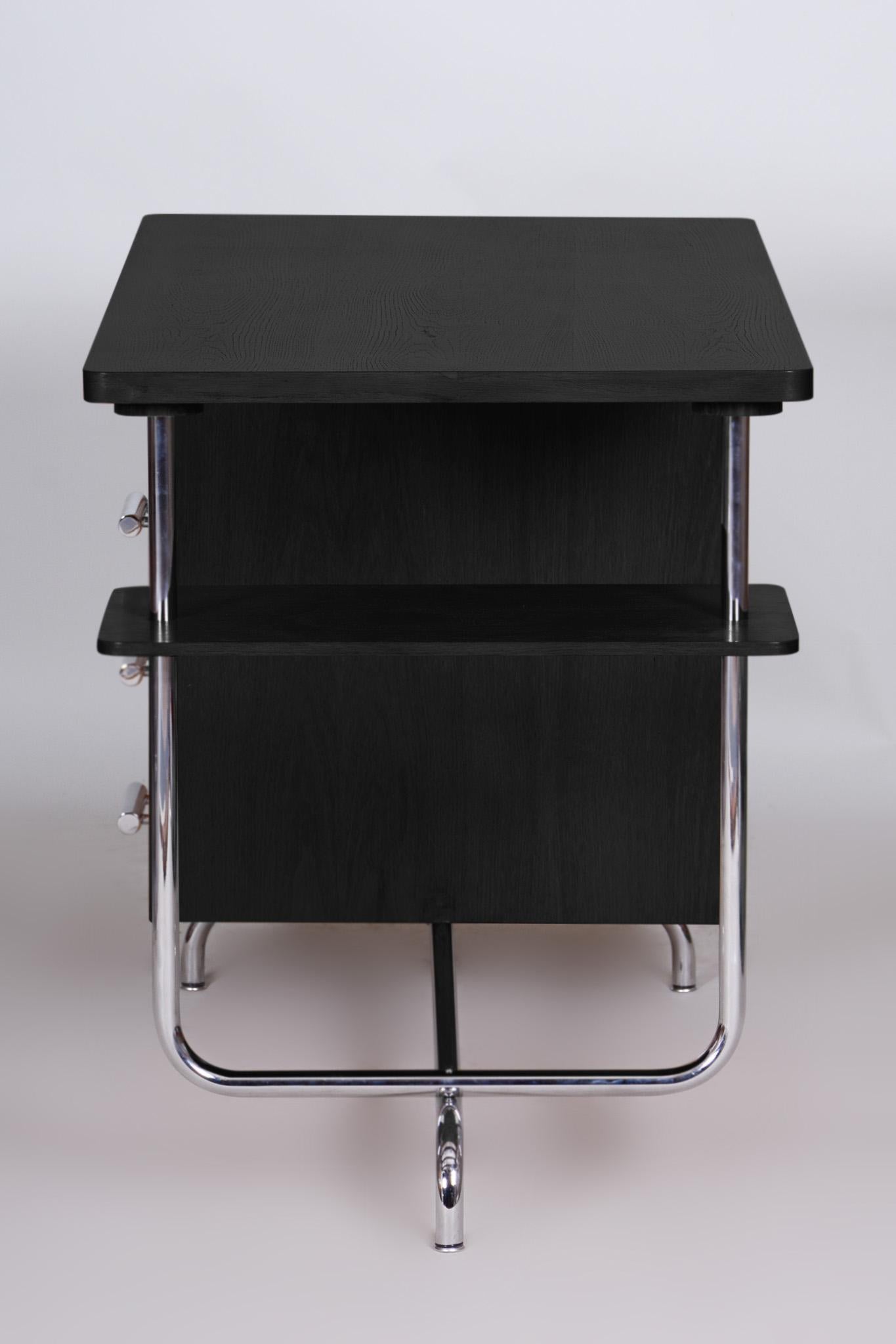 Restored Bauhaus Oak Writing Desk Designed by Jindrich Halabala, 1930s, Czechia For Sale 5