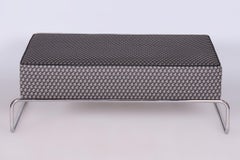 Restored Bauhaus Ottoman Table, Chrome, New Upholstery, Czech, 1930s