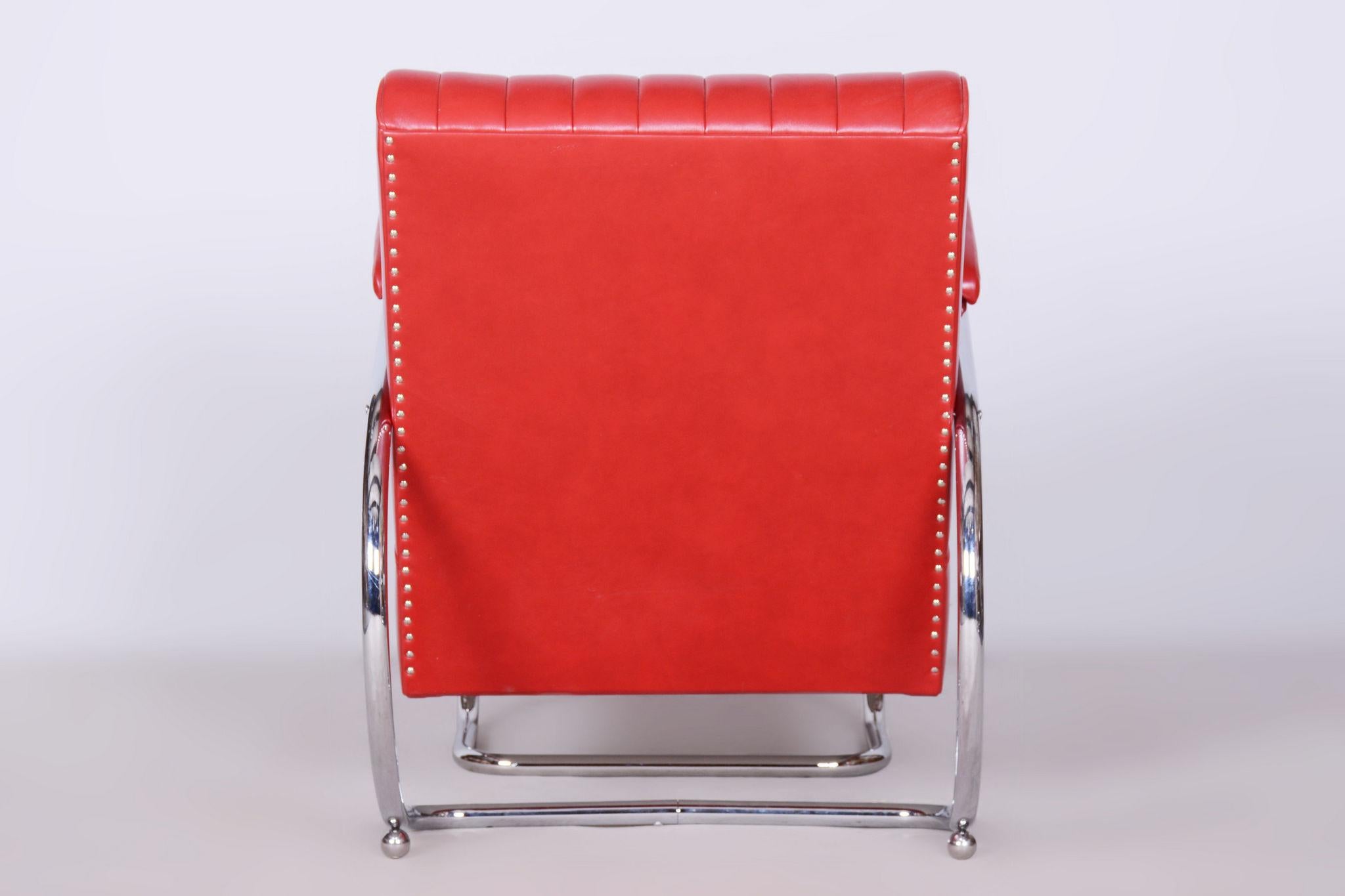 Paire de fauteuils Bauhaus restaurés, par Hynek Gottwald, cuir, tchèque, années 1930 en vente 10