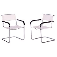 Pareja de sillones Bauhaus restaurados, Thonet, M. Breuer, cromados, Chequia, años 30