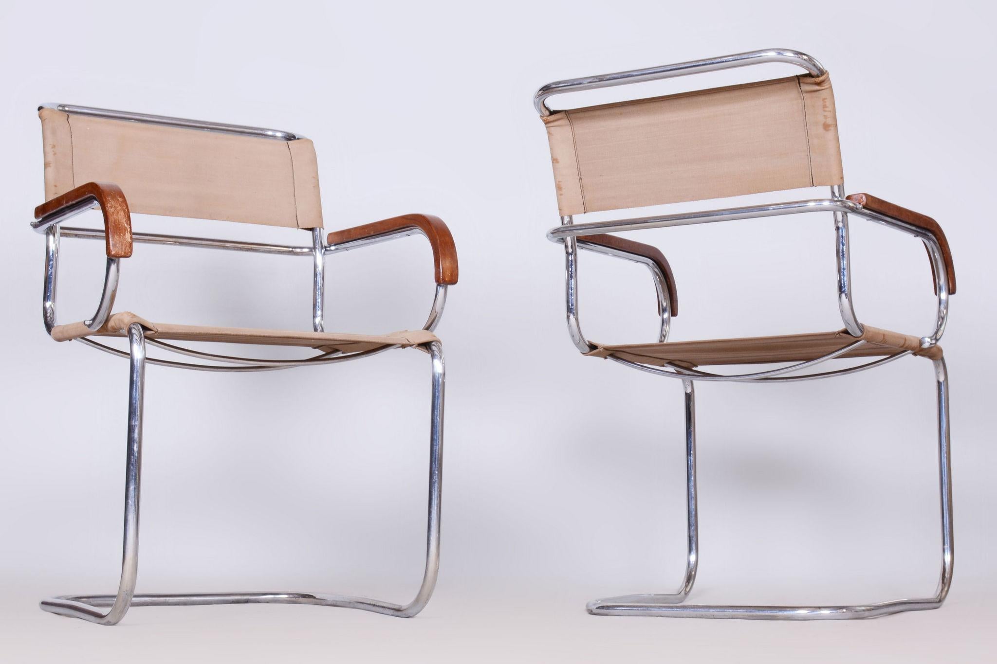 Paire de chaises Bauhaus restaurées, Anton Lorenz, Mücke & Melder, République tchèque, années 1930 en vente 4