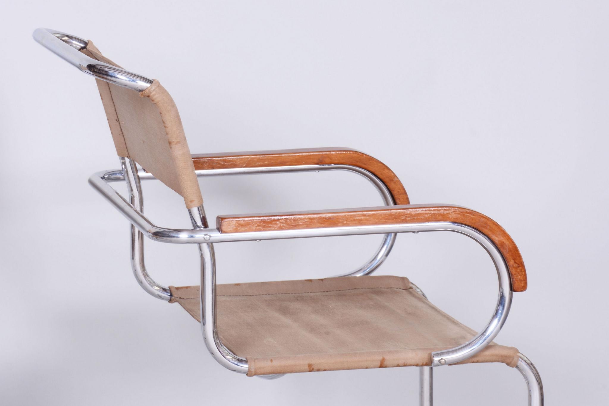 Acier Paire de chaises Bauhaus restaurées, Anton Lorenz, Mücke & Melder, République tchèque, années 1930 en vente