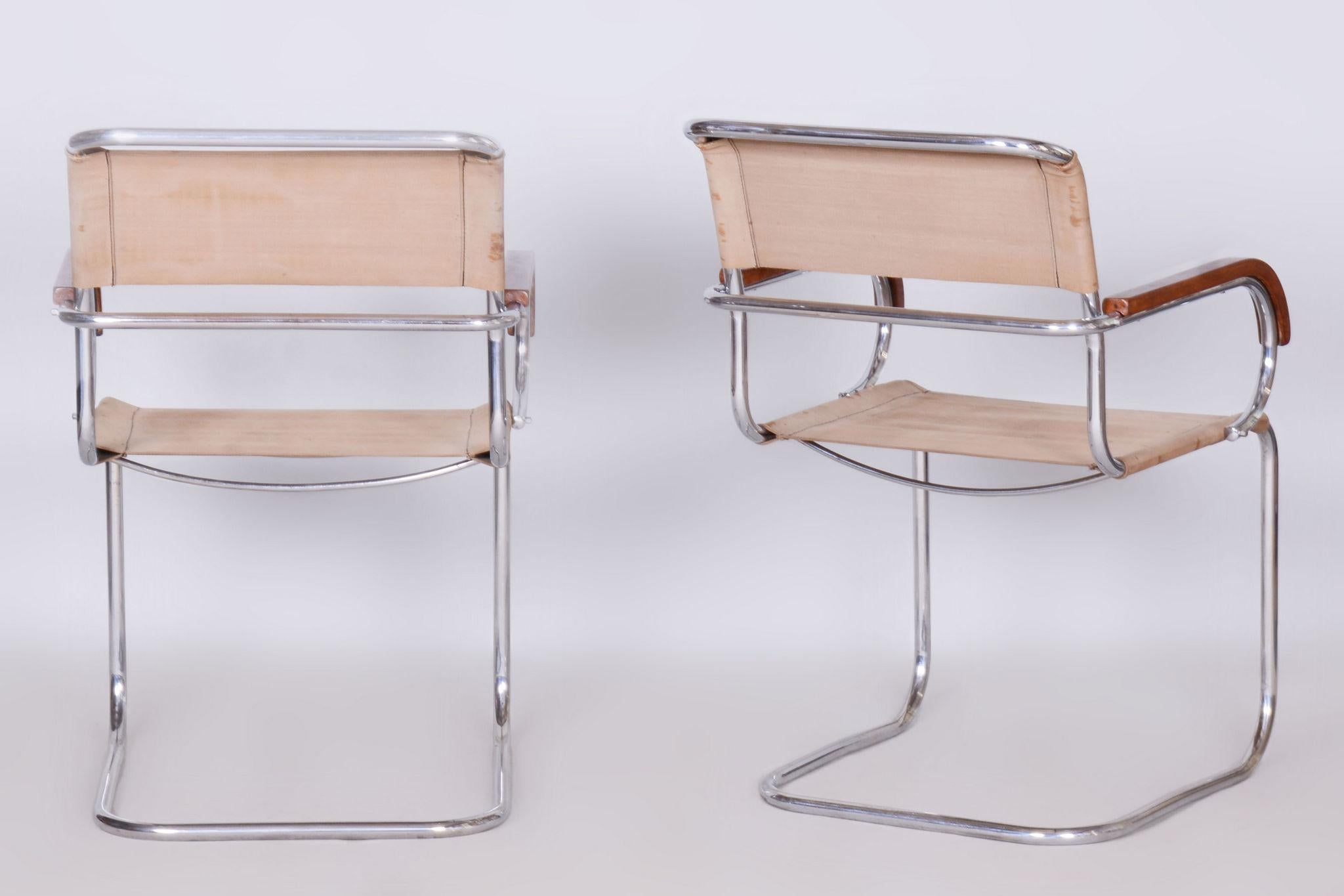 Paire de chaises Bauhaus restaurées, Anton Lorenz, Mücke & Melder, République tchèque, années 1930 en vente 1