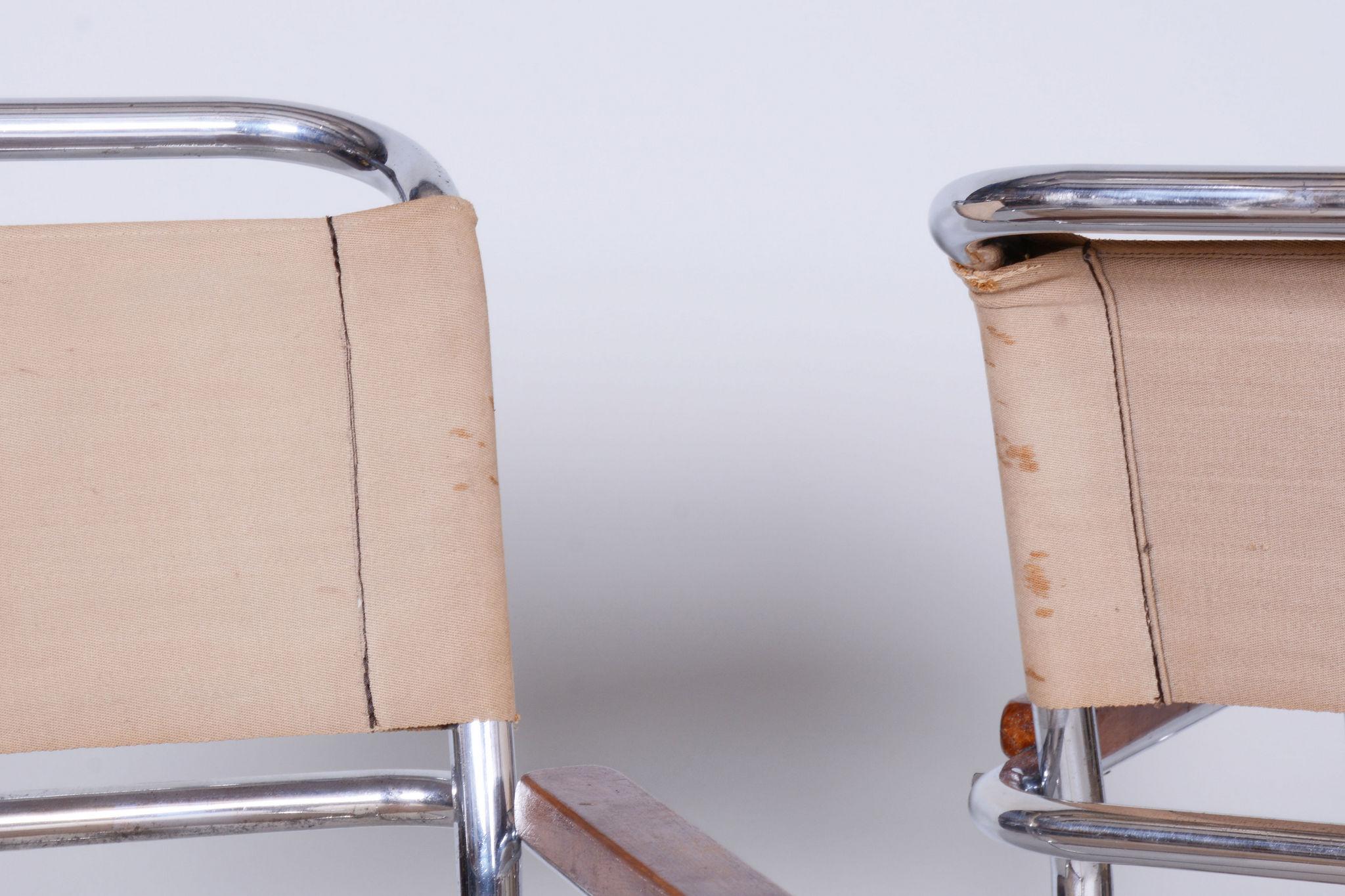 Paire de chaises Bauhaus restaurées, Anton Lorenz, Mücke & Melder, République tchèque, années 1930 en vente 2