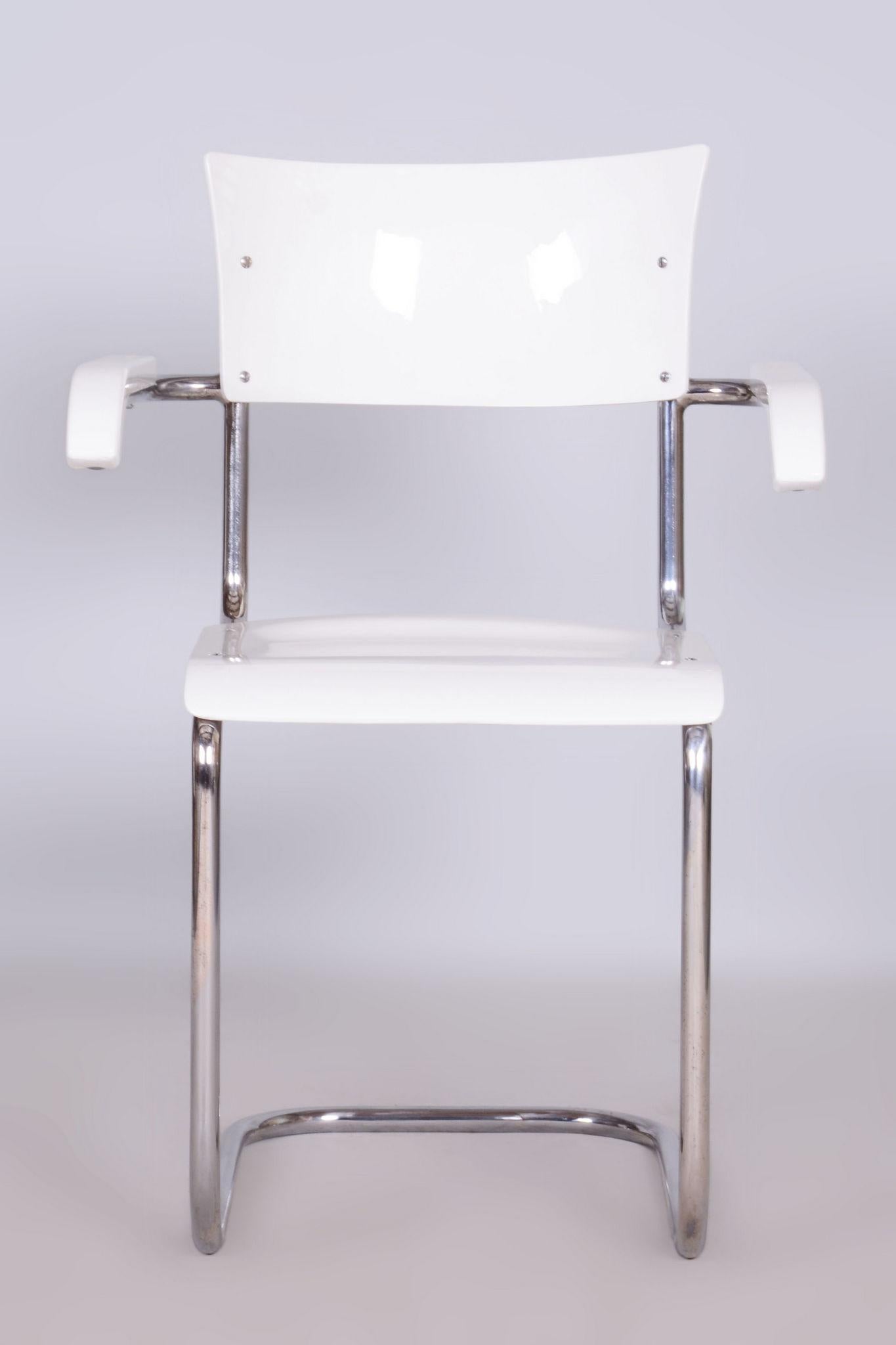 Acier Paire de chaises Bauhaus restaurées, par Mart Stam, chrome, Allemagne, années 1930 en vente
