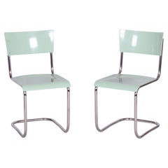 Restored Bauhaus Pair of Chairs, M. Stam, R.Slezak, Chrome-plated Steel, Czechia