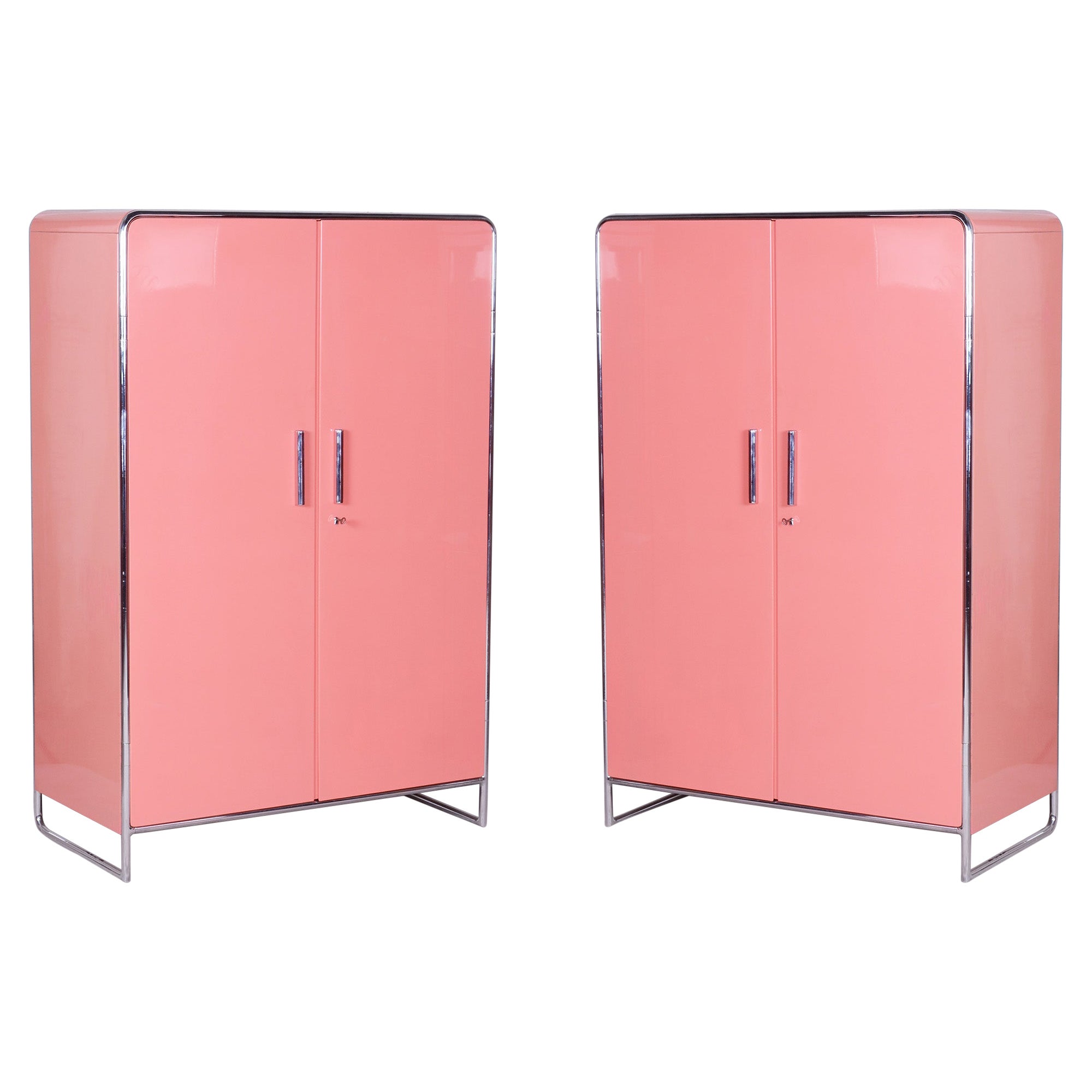 Restored Bauhaus Pair of Wardrobes, H. J. Hagemann, Thonet, Germany, 1930s