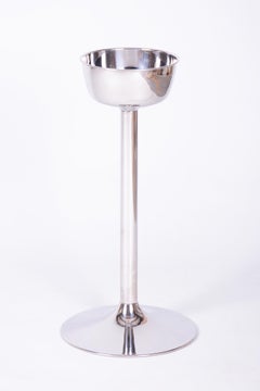 Restored Bauhaus Pedestal, Metal, Repolished, Czech, 1970s