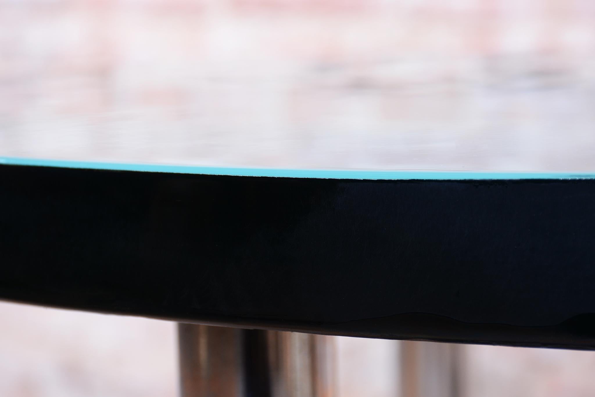 Acier Table basse ronde Bauhaus restaurée, acier chromé, tchèque, années 1930 en vente