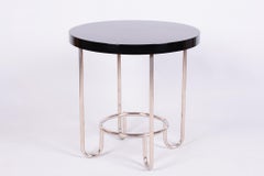 Restored Bauhaus Round Table, by Slezák Factories, Chrome, Czech, 1920s