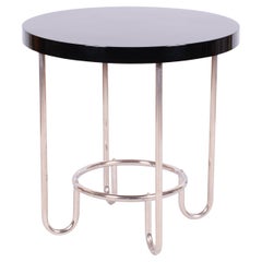 Restored Bauhaus Round Table, by Slezák Factories, Chrome, Czech, 1920s