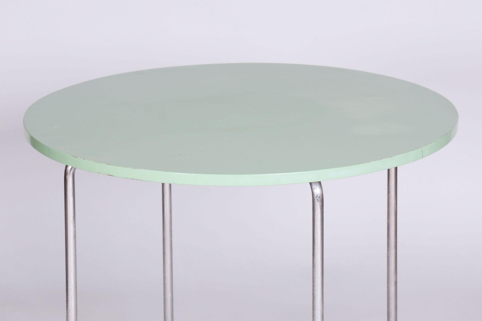 Restored Bauhaus Round Table, Chrome, Revived Polish, Czechia, 1930s For Sale 1