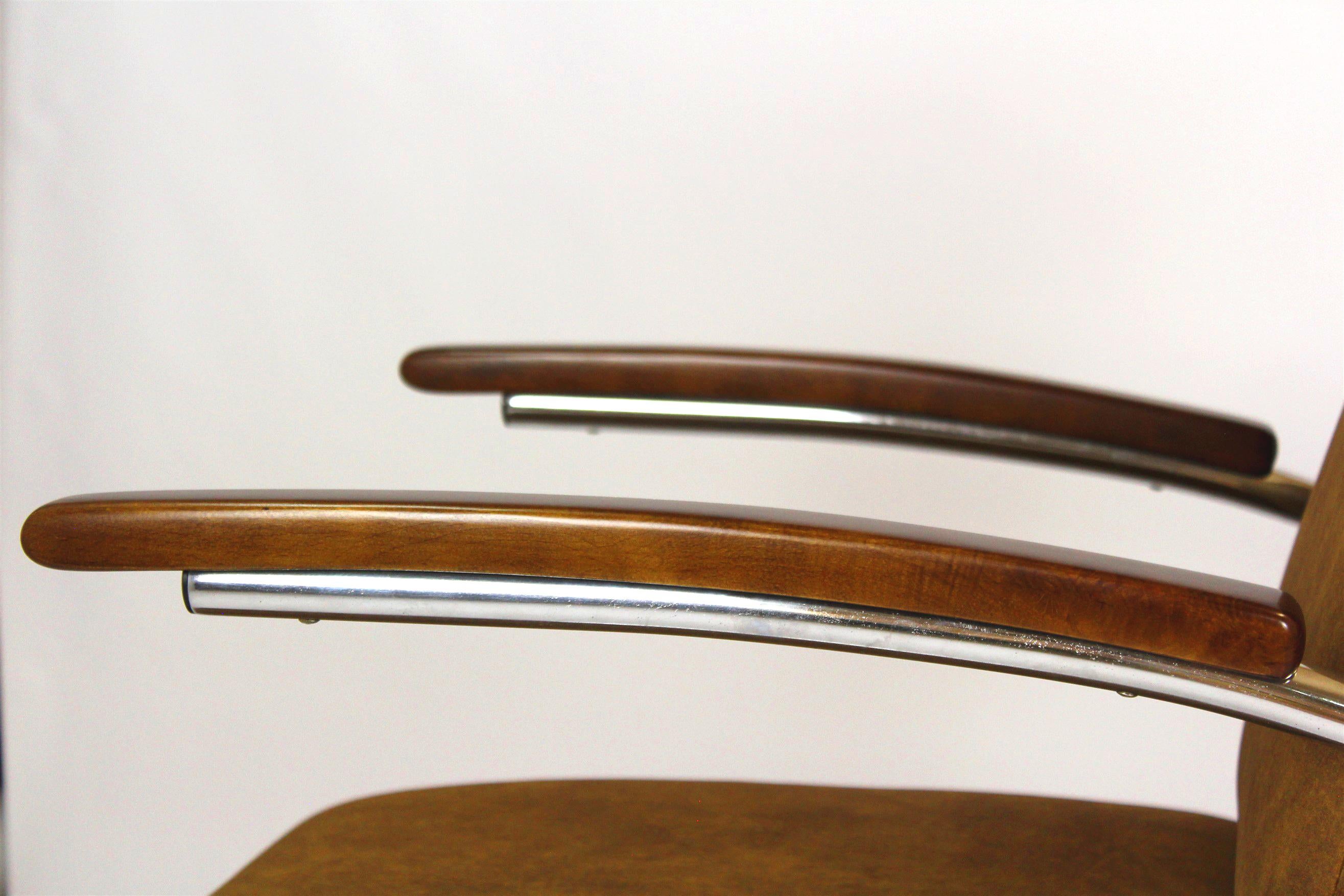Steel Restored Bauhaus S411 Armchairs by W. H. Gispen for Mücke Melder 1940s, Set of 2 For Sale