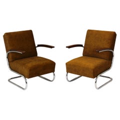 Restored Bauhaus S411 Armchairs by W. H. Gispen for Mücke Melder 1940s, Set of 2
