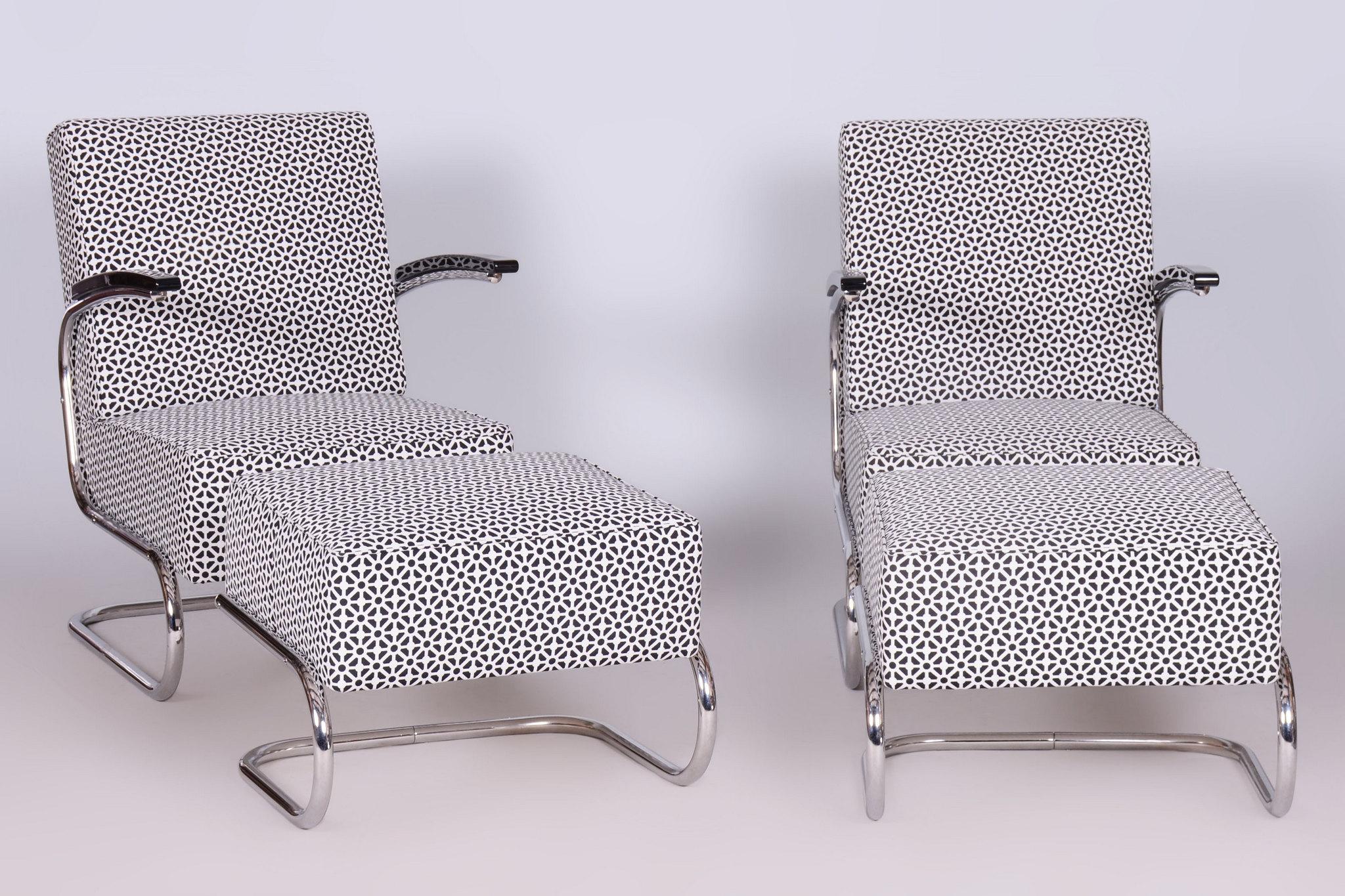 Set of two armchairs and two stools

Armchair dimensions:
Height: 83 cm (32.7 in)
Width: 58 cm (22.8 in)
Depth: 74 cm (29.1 in)
Seat height: 41 cm (16.1 in)

Stool dimensions:
Height: 42 cm (16.5 in)
Width: 57 cm (22.4 in)
Depth: 48 cm (18.9