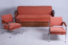 Restored Bauhaus Seating set, Tubular Chrome-Plated Steel, Czech, 1940s