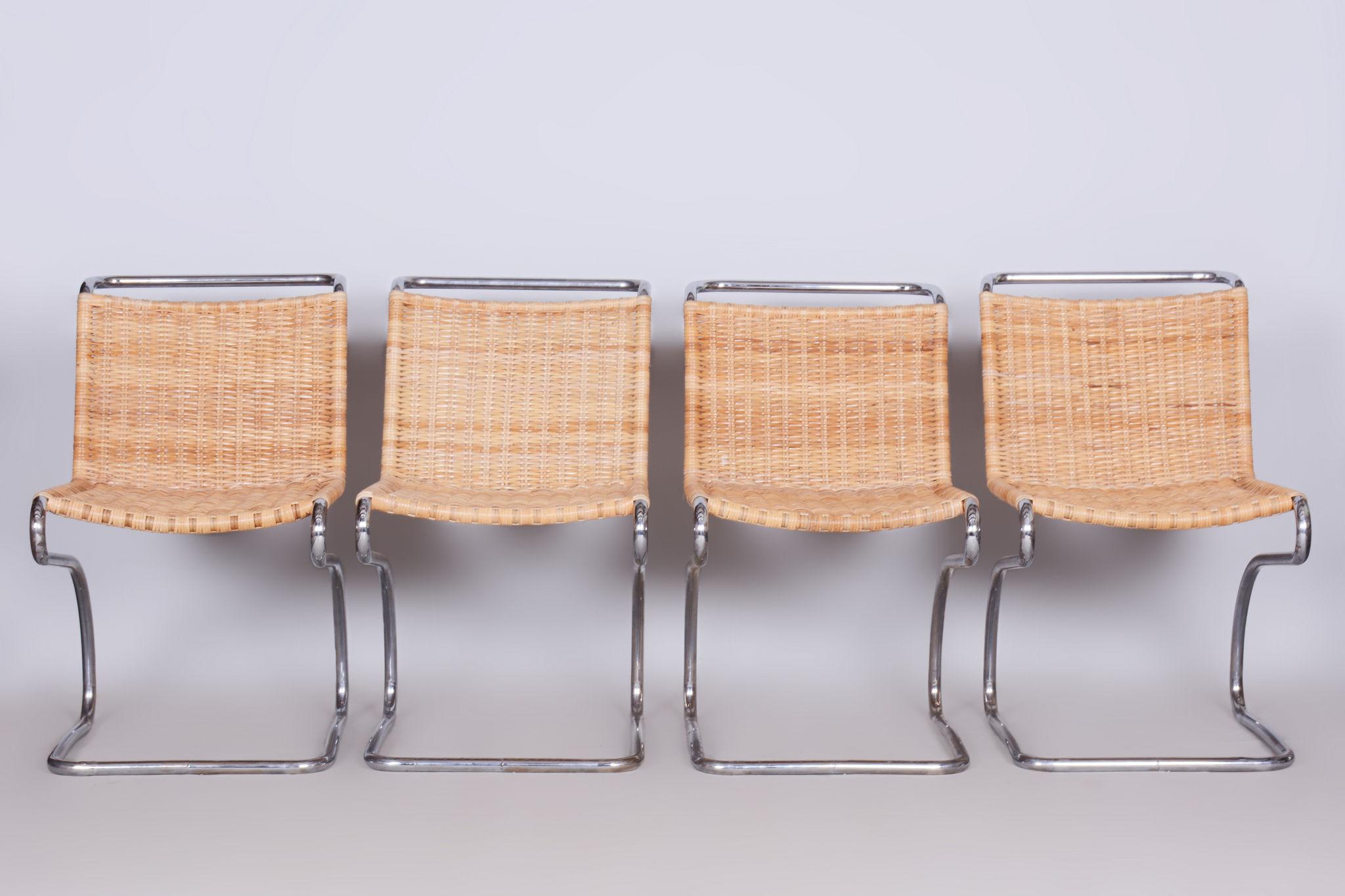 Restored Bauhaus Set of Chairs, J. Halabala, UP Zavody, Chrome, Czechia, 1930s For Sale 8