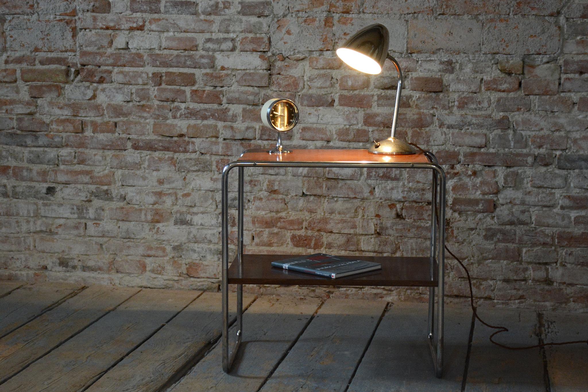 Restored Bauhaus Side Table, by Hynek Gottwald, Walnut, Chrome, Czech, 1920s For Sale 1