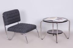 Restored Bauhaus Small Chair Stool, Chrome, Czechia, 1940s