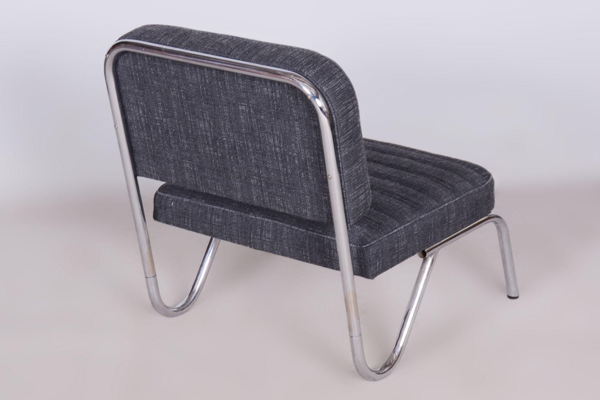 Mid-20th Century Restored Bauhaus Small Chair Stool, Chrome, Czechia, 1940s For Sale