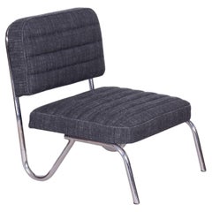 Taburete de silla pequeño Bauhaus restaurado, cromado, Chequia, años 40