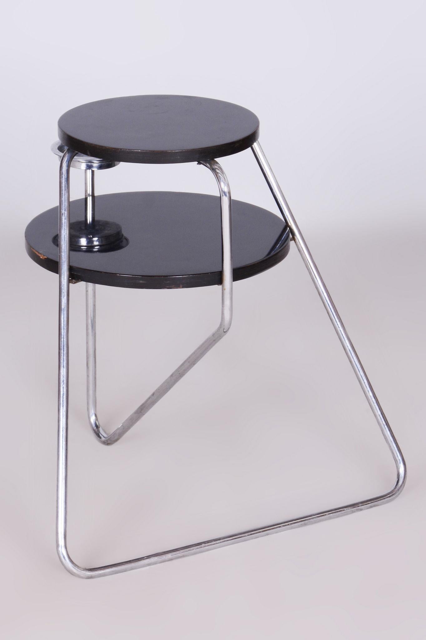 Mid-20th Century Restored Bauhaus Small Table, Chrome, Revived Polish, Czechia, 1930s For Sale