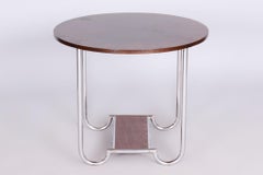 Tavolino Bauhaus restaurato, Oak, acciaio cromato, Repubblica Ceca, anni ’30